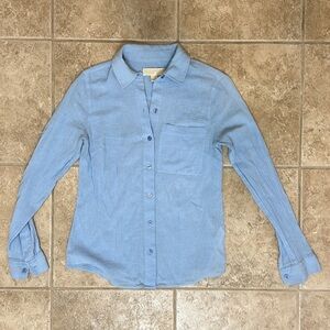MICHAEL Michael Kors 100% Cotton Gauze Textured Shirt Blue Small